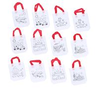 PLAFOPE 12pcs DIY Graffiti Tote Bags for Reusable Non-woven Drawing Handbags Mixed Style Coloring Storage Bags Material for Creative Art Activities and Random Color
