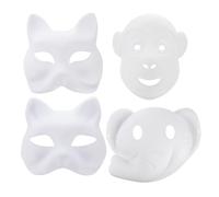 PLAFOPE 12pcs DIY Paintable Animal Masks White Paper Masquerade Props for Party Role-playing, Hand-painted Cat, Fox, Monkey, Elephant Masks for Men and Women