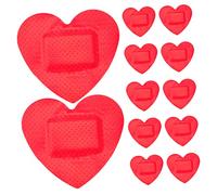 PLAFOPE 12pcs Heart Shaped Care Patches Fingertip Small Kid Round Spot Round Fish Tank Background Wounds Fun Cute Waterproof Red