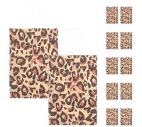PLAFOPE 12pcs Leopard Print Paper Bags with Handles Small Medium Tote Bags for Party Candy Storage and Present Wrapping for Giving