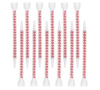 PLAFOPE 12pcs Long Spiral Plastic Caulk Nozzle for Tile Gap and Sealant Application, Reusable Epoxy Resin Mixer with Precise Glue Control and Bubble Prevention, for Kitchens and Renovation
