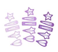 PLAFOPE 15pcs Girls Hair Clips Set Star Heart Teardrop Rectangle Four-pointed Shapes Snaps for Thin Hair Purple Colorful Accessories for Little Girls
