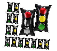 PLAFOPE 16pcs Traffic Light Foil Balloons Red Yellow Green Bright Colors Reusable Car Birthday Party Decorations for Transportation Construction Race Car Theme