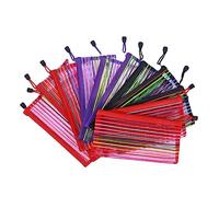 PLAFOPE 18Pcs Colorful PVC Zipper File Bag Portable Mesh Document Pouch Organizer for Office School Supplies with Reinforced Closure