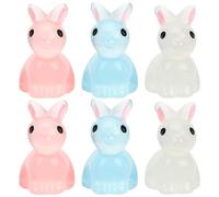 PLAFOPE 18pcs Miniature Luminous Bunny Figurines Set, Mossy Micro-landscape Bunny Ornaments in Blue, White, and Red, Decorative Tiny Rabbit Adornments for Garden, Home, and Patio