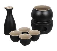PLAFOPE 1set Traditional Ceramic Sake Dispenser with Liquor Warmer Kettle and Warming Bowl Japanese Pottery Hot Sake Bottle and Cups for Tea Wine and Hot Drinks Easy to Clean