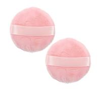 PLAFOPE 2 Pcs Powder Puff, 55mm Diameter, Cotton Makeup Sponge Silk Ribbon, Soft Cosmetic Applicator for Loose Powder and Foundation Setting, Suitable for Women’s Face Makeup