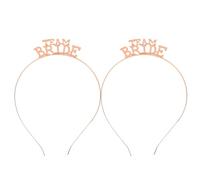PLAFOPE 2 Pcs Rose Gold Metal Bride Headbands Bridal Hair Hoop Hair Accessories for Wedding Bride Hairwear Elegant Hairband Ornament