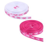PLAFOPE 2 Rolls Breast Cancer Awareness Ribbon Bundle Each Present Wrapping Ribbon for Packaging Flower Bouquet Fundraising Events Party Decorations and Craft Projects