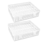PLAFOPE 2 Sets Clear Small Plastic Organizer Boxes with Compartments Portable Storage Containers for Jewelry Making Craft Supplies Rings Earrings and DIY Projects