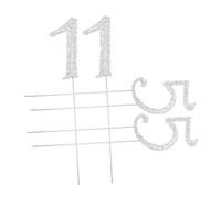 PLAFOPE 2 Sets Sparkly Silver Rhinestone Number Cake Toppers for Birthday Anniversary Wedding Decorations Reusable Elegant Sparkling Party Cupcake Picks for Teen Celebrations