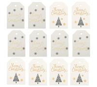 PLAFOPE 200pcs Christmas Wrap Tags Paper Labels with Hanging String, Xmas Cards Labels for Presents and Candy Bags, Classic Festive Design for Christmas Use