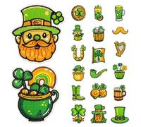 PLAFOPE 20Pcs St Patrick’S Day Embroidered Iron-On Shamrock Patches for Clothing, Backpacks, Hats, Jackets - Sew-On Appliques for Fabric Repair and Party Decorations