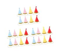PLAFOPE 24pcs Birthday Party Hats with Gold Edge and Pompoms Lightweight Paper Cone Hats for Boys Family Celebrations Photoshoots