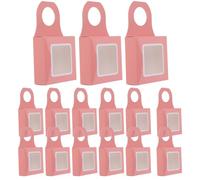 PLAFOPE 25pcs Pink Pvc Window Foldable Wine Bottle Boxes with Hanging Hook for Wine Bottle Decor and Storage Square Kraft Holder Packaging for Party and Event Use