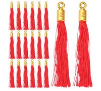 PLAFOPE 25Pcs Red Chinese Knot Tassel Pendants Golden Caps, Hanging Decor for Spring Festival and New Year Crafts, DIY Tassel Accessories for Holiday Decorations