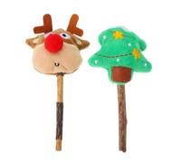 PLAFOPE 2pcs 2pcs Cat Chew Rod Kitten Herbal Chewing Stick for Gum Care, Wood Cotton Xmas Theme, Play Chew for Kitten and British Shorthair