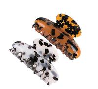 PLAFOPE 2pcs Acrylic Marble Pattern Hair Clip Vintage Hair Claw Large Jaw Clip for Lady Girls Accessories for Women