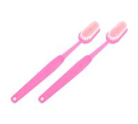 PLAFOPE 2pcs Back Scrubber with Handle for Shower, Large Soft Bristle Body Bath Brush in Pink, Made of Sturdy Abs and Flocking Material, Easy to Grip for Effective Body Cleaning