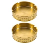 PLAFOPE 2pcs Brass Ashtrays Compact round Ash Tray Set Portable Minimalist Design for Hotels and Outdoor Use Elegant and Sturdy Smokers Accessories