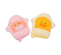 PLAFOPE 2pcs Cartoon Star Shape Baby Bath Scrubber Made of Soft Cotton for Comfortable Deep Cleaning at Home Or Business Trip with Portable Design and Small Ring Accessory Random Color