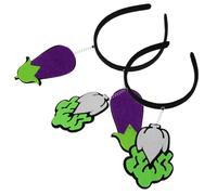 PLAFOPE 2pcs Cartoon Vegetable Headbands for Lightweight Comfortable Hair Accessories Fun Festival Cosplay Props with Purple Eggplant Green Cabbage Design Party Headbands for Performances