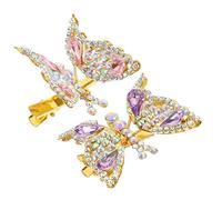 PLAFOPE 2pcs Diamond Butterfly Hairpin Pink Butterfly Hair Clips for Girls Jasmine Hair Clips Fashion