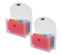 PLAFOPE 2pcs Document Package Plastic Pouch Mini Folder for Receipts Cards and Bills Accordion Folder Organizer for Storage Hand-held File Bag for Travel Office Use