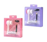 PLAFOPE 2pcs Double-sided Facial Brush and Jade Roller Massager Set for Skin Care, Facial Cleaning Brush Roller Massager, Suitable for Face Massage and Deep Cleansing Random Color