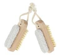 PLAFOPE 2pcs Double-Sided Foot Scrubber Brush with Natural Pumice Stone and Pig Hair Bristles Exfoliating Massage Tool for Dead Skin Removal Callus Smoothing and Improved Circulation in