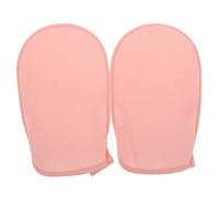 PLAFOPE 2pcs Dual Sided Exfoliating Glove for Shower Deep Skin Scrubber Bath Mitt with Soft Comfortable for Men Women Dead Skin Removal and Gentle Cleaning Pink