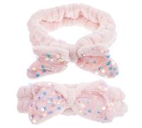 PLAFOPE 2pcs Elastic Bow Hair Bands Sequins Hair Scrunchies Wash Face Accessories Spa Head Towels