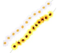 PLAFOPE 2Pcs Fabric Sunflower Headband Hairband Set Yellow and White Artificial Flowers, Floral Hair Accessories for Wedding, Party, Halloween, and Beach Holiday