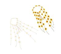 PLAFOPE 2pcs Floral Hair Accessory Wreath Daisy Cloth Headbands Firmly Stays on Head Photo Props for Eye-catching Beautiful Parties