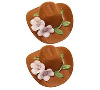 PLAFOPE 2pcs Floral Wine Bottle Hats Decorations Felt Bottle Covers for Party DIY Crafts Delicate Tiny Hats for Festive Wine Accessory and Table Decor