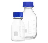 PLAFOPE 2pcs Graduated Glass Reagent Bottles with Sealed Caps Wide Mouth Lab Storage Containers for Chemical Reagent Storage and Laboratory Environments with Precision Measurement 500ml