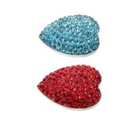 PLAFOPE 2PCS Heart Shape Refrigerator Magnet Sticker Stainless Steel Rhinestone Metal Decals Adhesion for Fridge Whiteboard Blackboards Multifunctional Home Office Decor