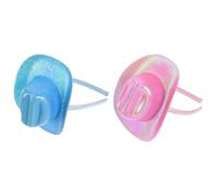 PLAFOPE 2pcs Iridescent Mini Cowboy Top Hat Headband for Women Western Style Party Accessory for Carnival Tea Party Birthday and Festive Events in Pink and Blue