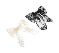 PLAFOPE 2Pcs Lace Bow Hair Clips Black White Elegant Bowknot Barrettes for Women Back Hair Bowknot Clips for Party Wedding Daily Use