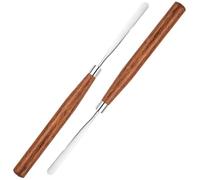PLAFOPE 2pcs Makeup Stirring Spatula Rod Set with Stainless Steel and Wood Handle, Practical and Sanitary Cosmetic Long Spatulas for Professional Beauty Shop Use and Beauty Salons