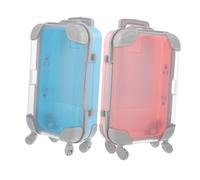 PLAFOPE 2pcs Mini Plastic Makeup Boxes False Eyelashes Travel Trolley Luggage Simulation Lash Storage Organizer for Women Girls Cosmetic Case Set Blue and Pink