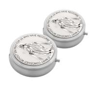 PLAFOPE 2pcs Mini Zinc Alloy Rosary Beads Holder Catholic Rosary Case Religious Keepsake Box Confirmation Organizer for Church Use