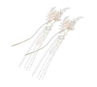 PLAFOPE 2pcs Moon and Flower Hair Chopsticks Metal Hairpins with Tassels for Women Vintage Chinese Hair Accessories for Hanfu and Traditional Outfits Elegant Lightweight Design