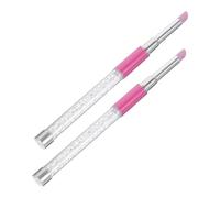 PLAFOPE 2pcs Nail File Cuticle Remover Pen Rhinestone Handle Polishing and Buffing Pen for Dead Skin Removal Salon and Home Manicure Art Tool