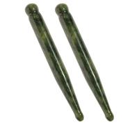 PLAFOPE 2pcs Natural Xiuyan Jade Acupuncture Pen Facial Massage Stick for Eye and Face, Deep Tissue Gua Sha Tool for Meridian Point Therapy and Relaxation