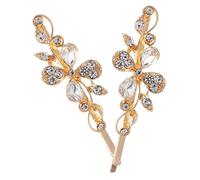 PLAFOPE 2pcs Pearl Floral Bridal Wedding Hair Piece Crystal Bobby Pins Elegant Barrette Wedding Accessories for Bride