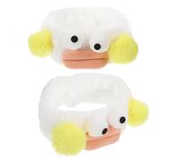 PLAFOPE 2pcs Plush Animal Face Wash Headbands Soft Non-slip Elastic Makeup Hairbands for Spa Skincare Comfortable Furry Hair Accessories for Teens Party Costume and Daily Beauty Routine