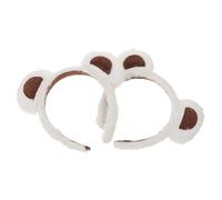 PLAFOPE 2pcs Plush Polar Bear Ears Headband for Women Soft Non-slip Makeup Washing Hairband Christmas Cosplay Animal Hair Hoop for Halloween Party Costume Accessories