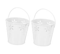 PLAFOPE 2Pcs Portable Iron Flower Buckets with Texture Retro Style for Balcony Garden Decor Suitable for Potted Plants Succulents and Dried Flowers Elegant Kawaii Pen Holders and Storage