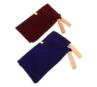 PLAFOPE 2pcs Religious Offering Bag with Wood Handle Velvet Church Tithe Pouch for Communion Baptism Red Blue
